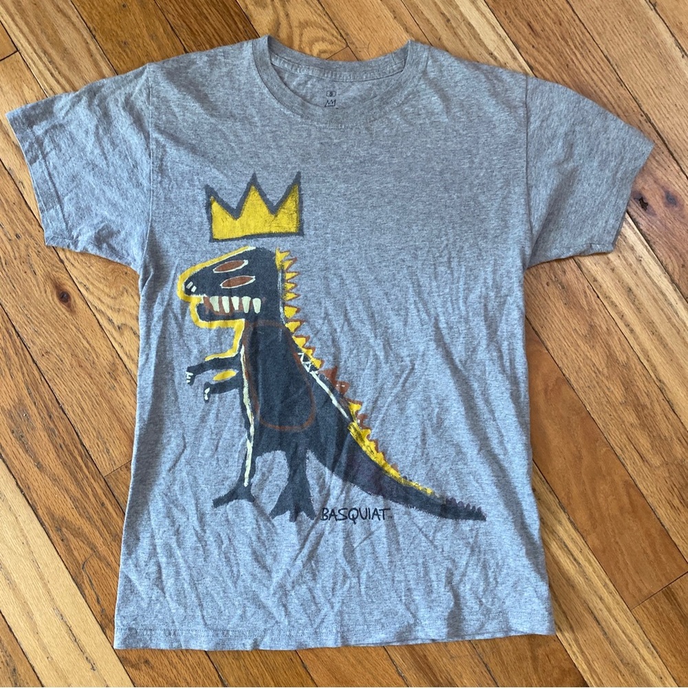 Jean-Michael Basquiat Gray T-Rex Short Sleeve Graphic Tee Size S